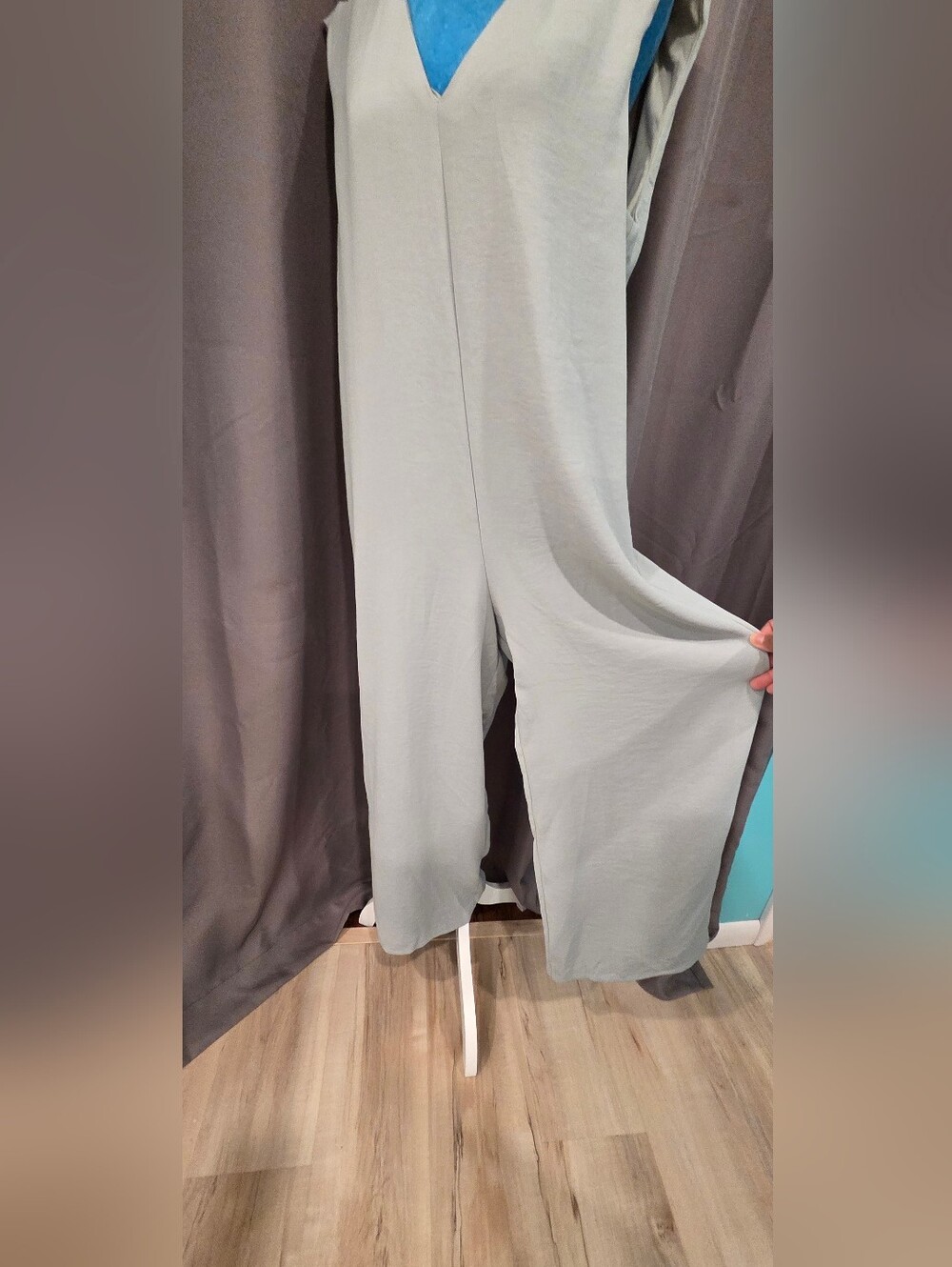 Zara Wide-Leg Jumpsuit Pants in Light Grayish Green?